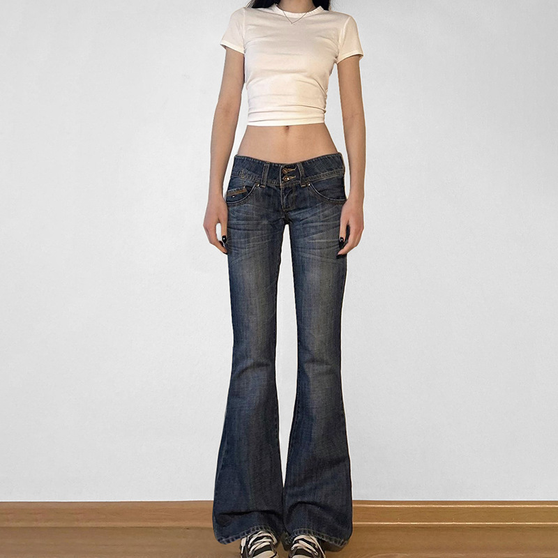 Womens Retro Slim-Fit Hip-Lifting Casual Trousers