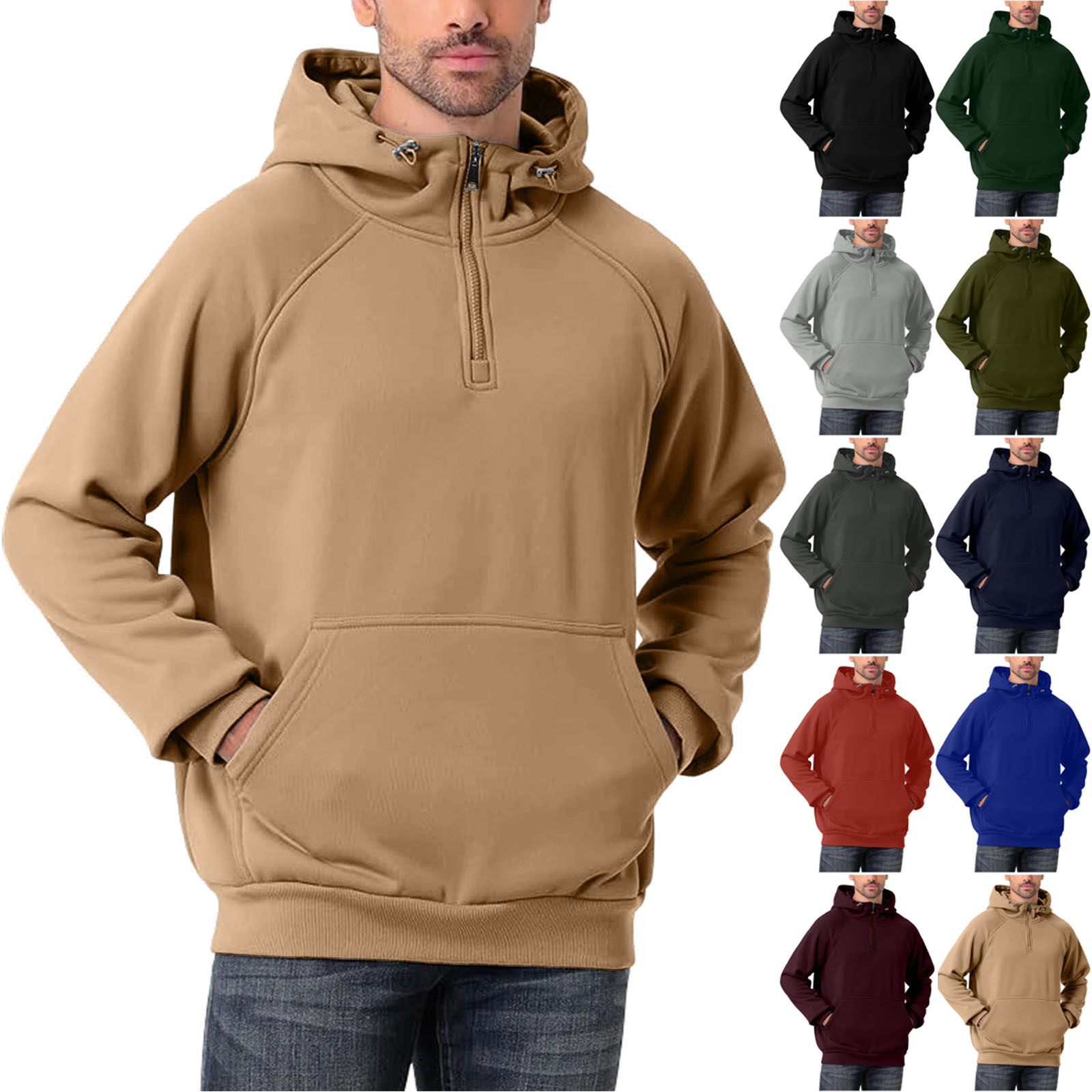 Men's Fashionable All-Match Multi-Color Half-Zip Hoodie - imagen 1