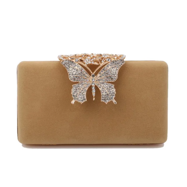 Women's Velvet Banquet Bag Evening Wear Dress Clutch Khaki - Shop at LoveMi