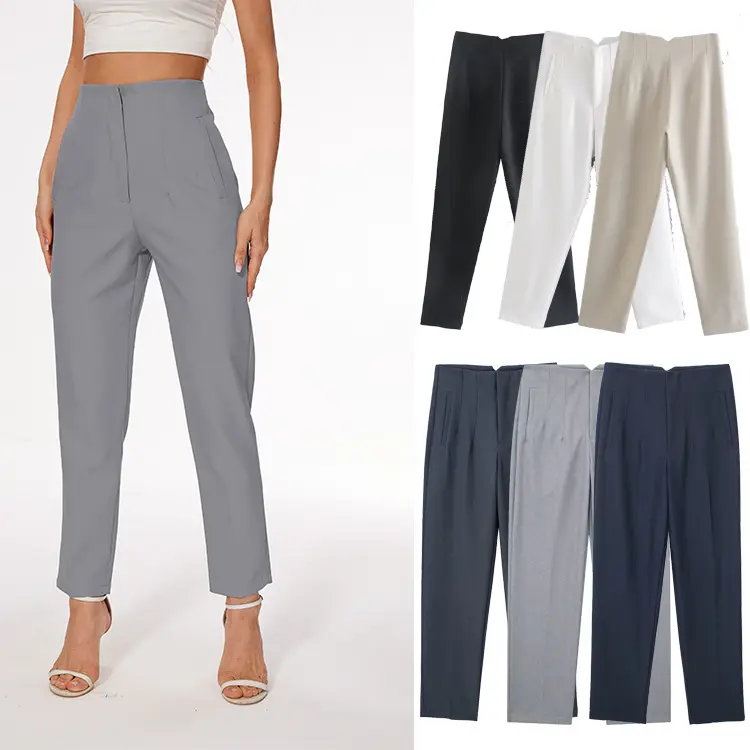 Womens Wholesale New Style High-Waist Casual Trousers