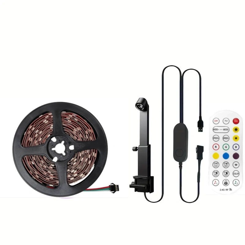 Bande lumineuse LED transfrontalière synchronisée avec l'écran TV lampe linéaire LED télécommande synchronisation intelligente bande lumineuse couleur fantaisie RGB lampe d'ambiance
