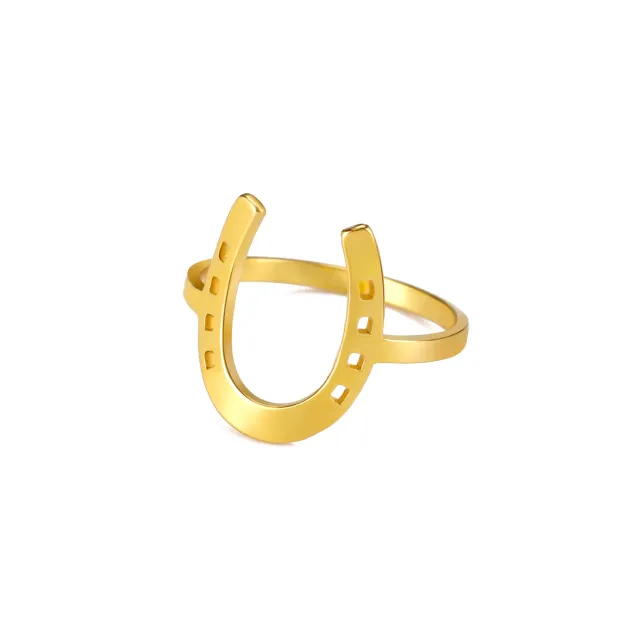 Titanium Steel Personality Simple Horseshoe Ring Fashion Gold - Shop at LoveMi