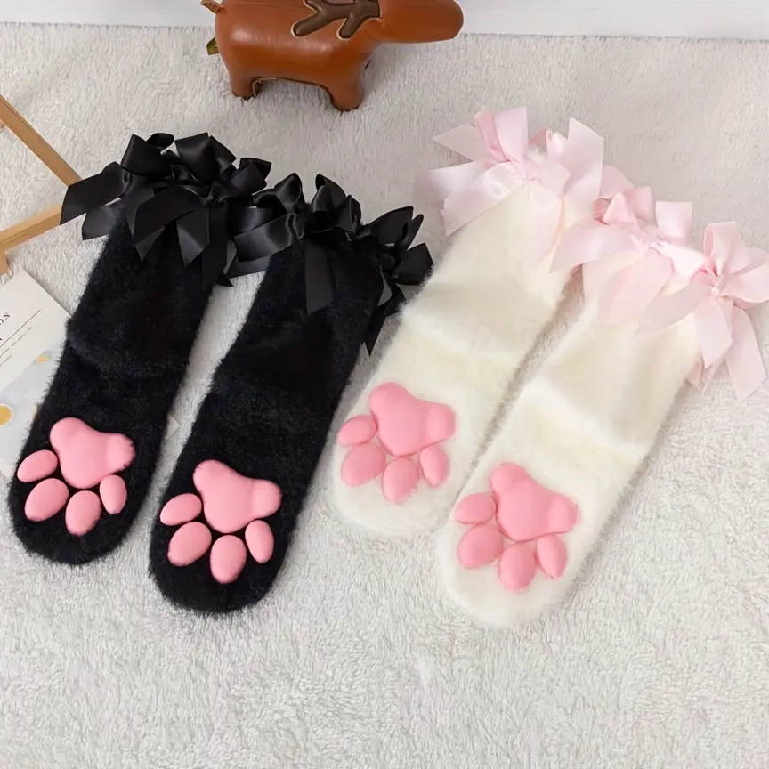 3D Cat Claw Socks Womens Coral Fleece
