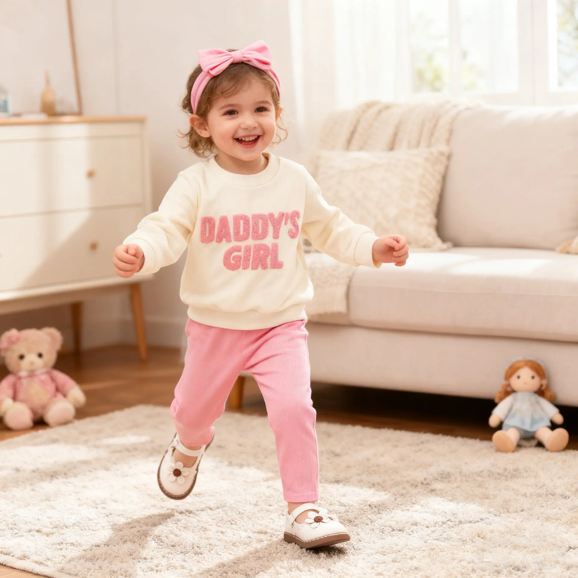 Cute Letter Print Sweatshirt And Pants Set