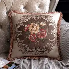 Sofa Pillow Cases Back Cushion Bedside Soft Bag Backrest Embroidery Car Club Lumbar Support Pillow European Luxury - Coffee Color - View 1