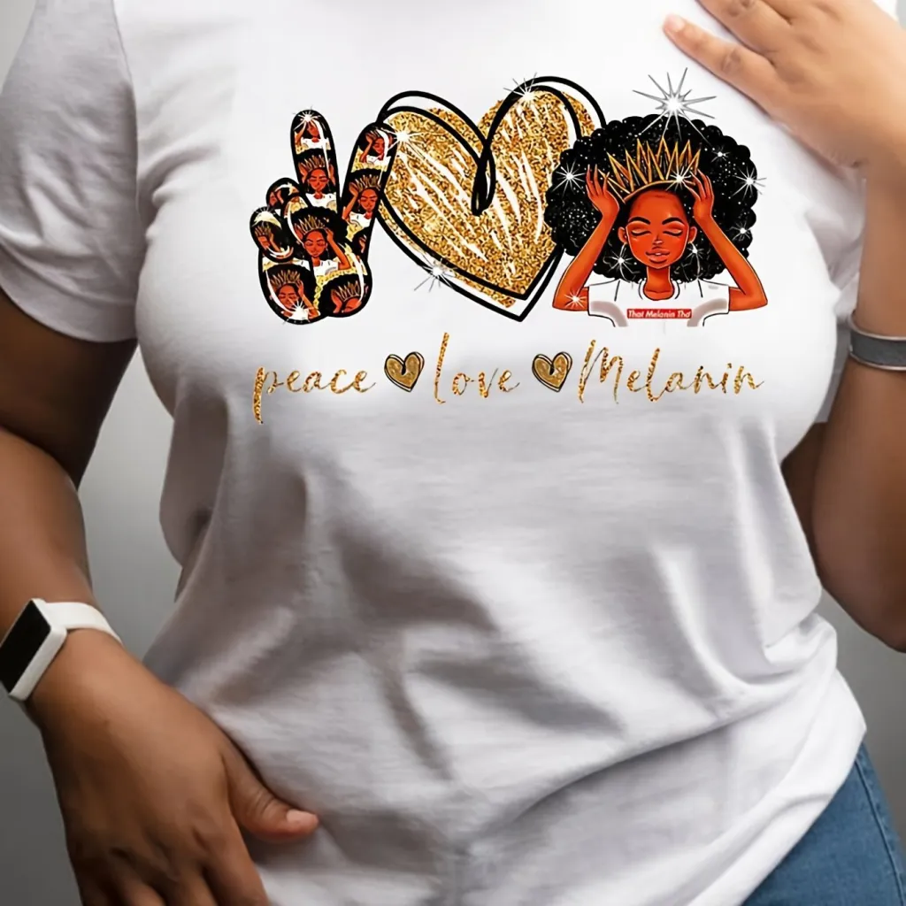Large Size Women's Loose T-shirt Printing - 3639