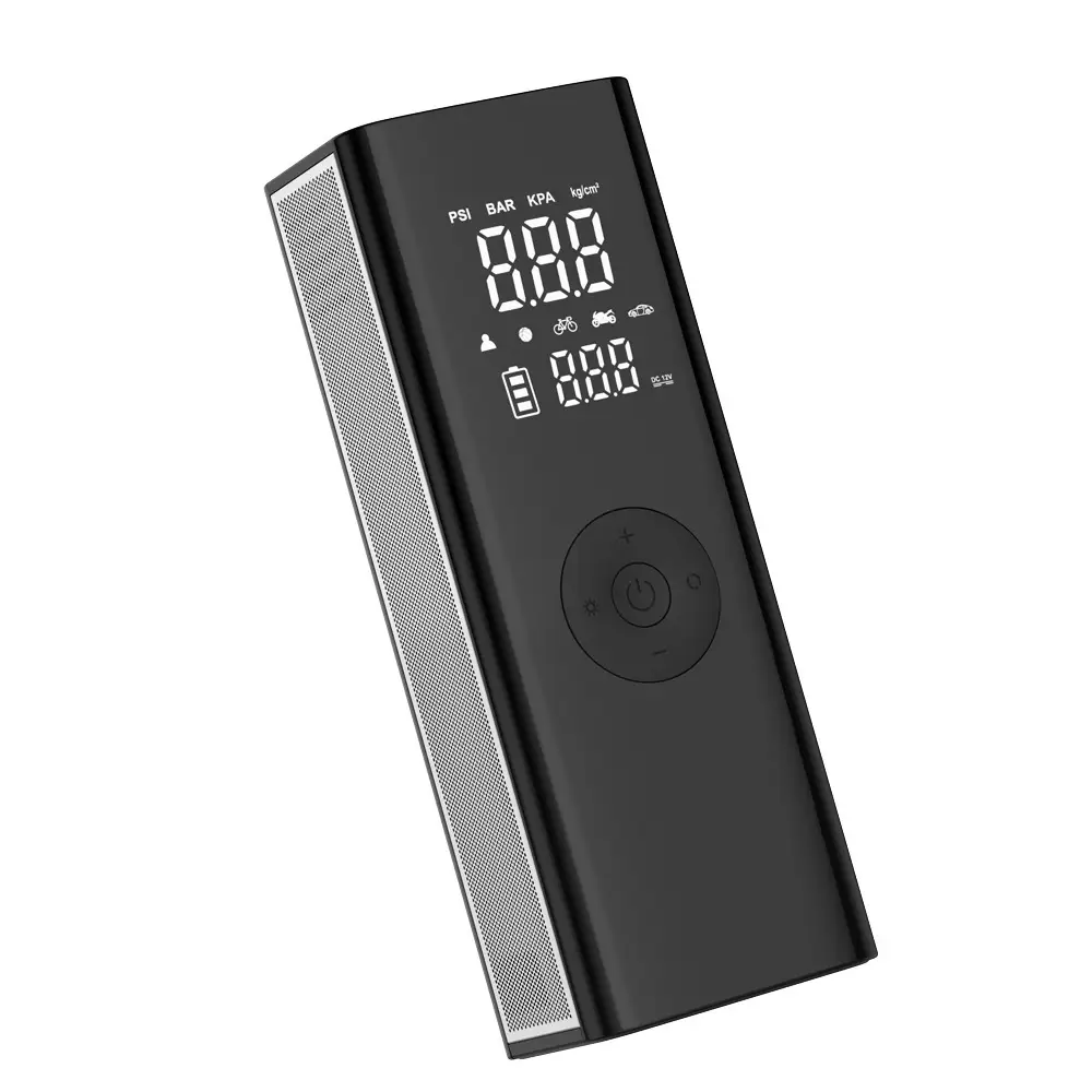 Portable Digital Tire Inflator with LED Light and Wireless Battery — 2600mAh, Black