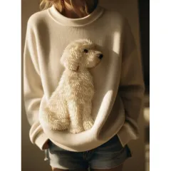 Womens Printed Crew-Neck Chunky-Knit Faux Sweater - Fqh1U859Abd73G-S - View 1