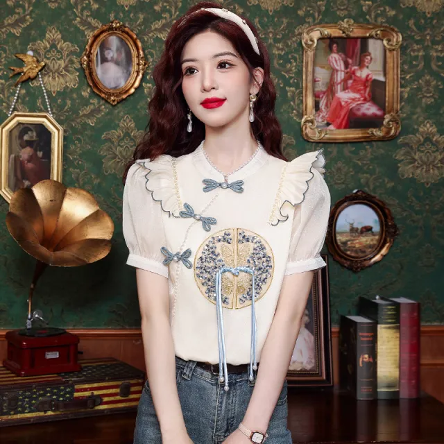 Summer New Shirt National Style Short Sleeve Picture Color 2Xl - Shop at LoveMi