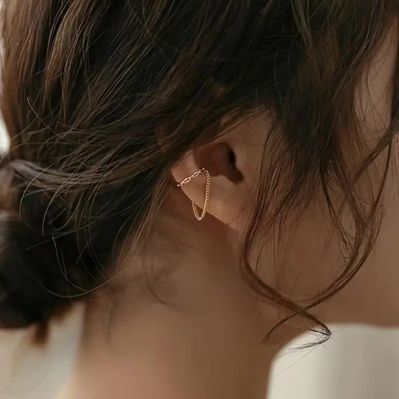 Colier vintage cu ciucuri pentru urechi Minimalist Non Pierced Clip On Earring For Women Bohemian Style Single Ear Jewelry