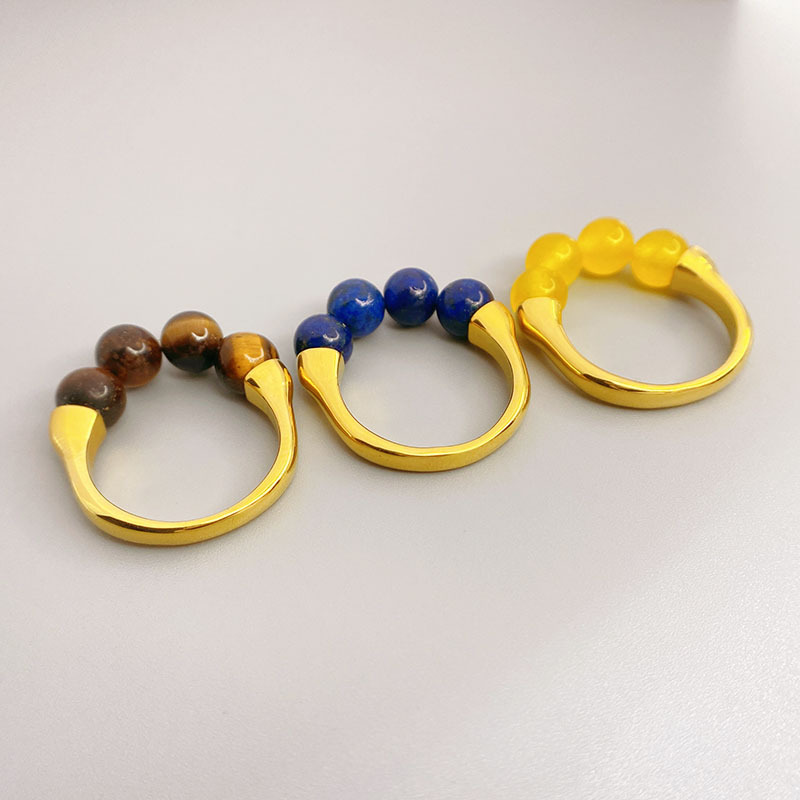 Gold Beaded Personalized Ring For Women
