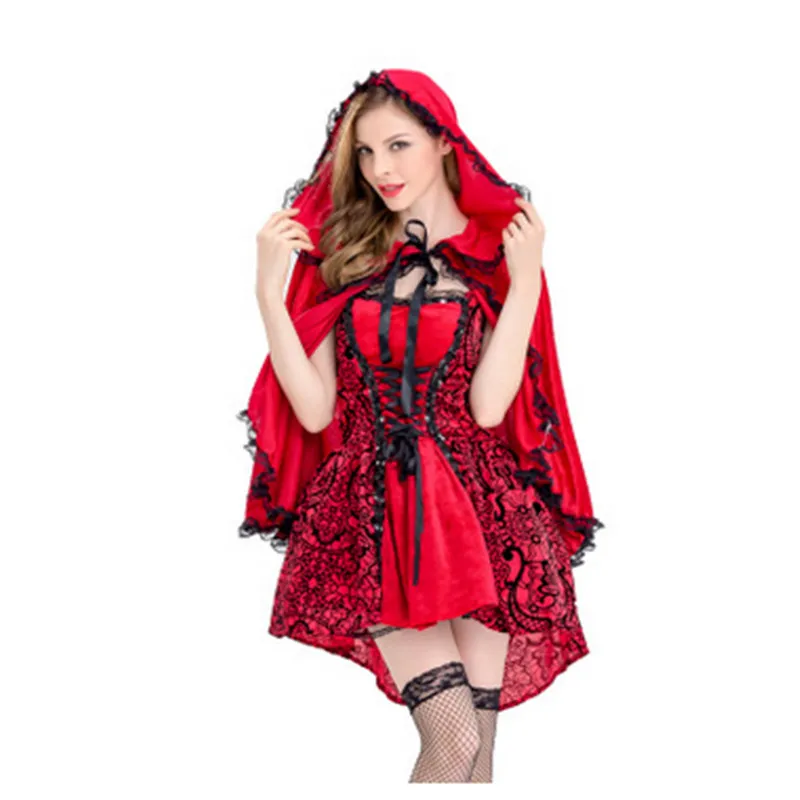 Halloween Gothic Style Red Hat Costume Play Cloak - Red