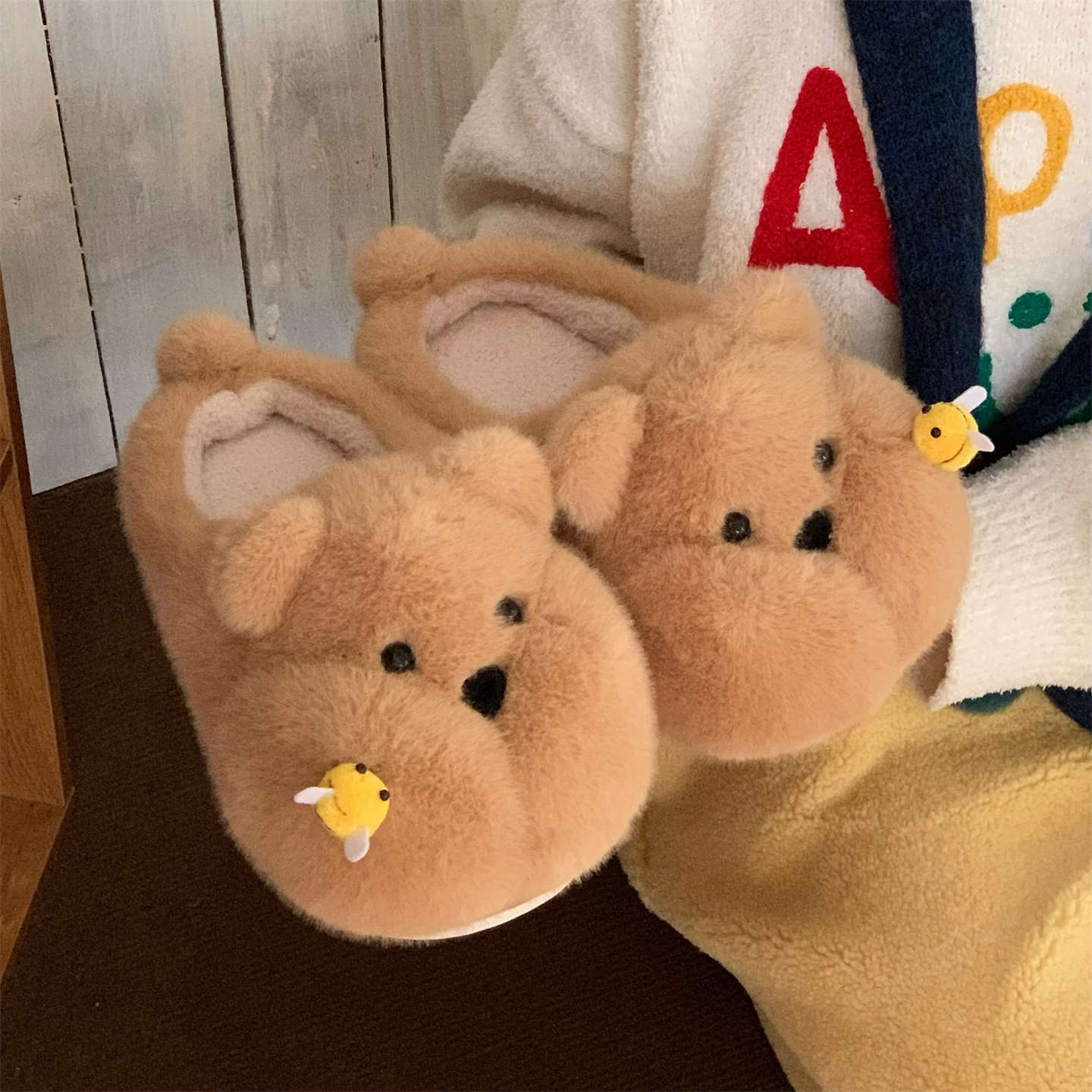 Cute And Fun Chubby Bear Slippers Stung By A Bee