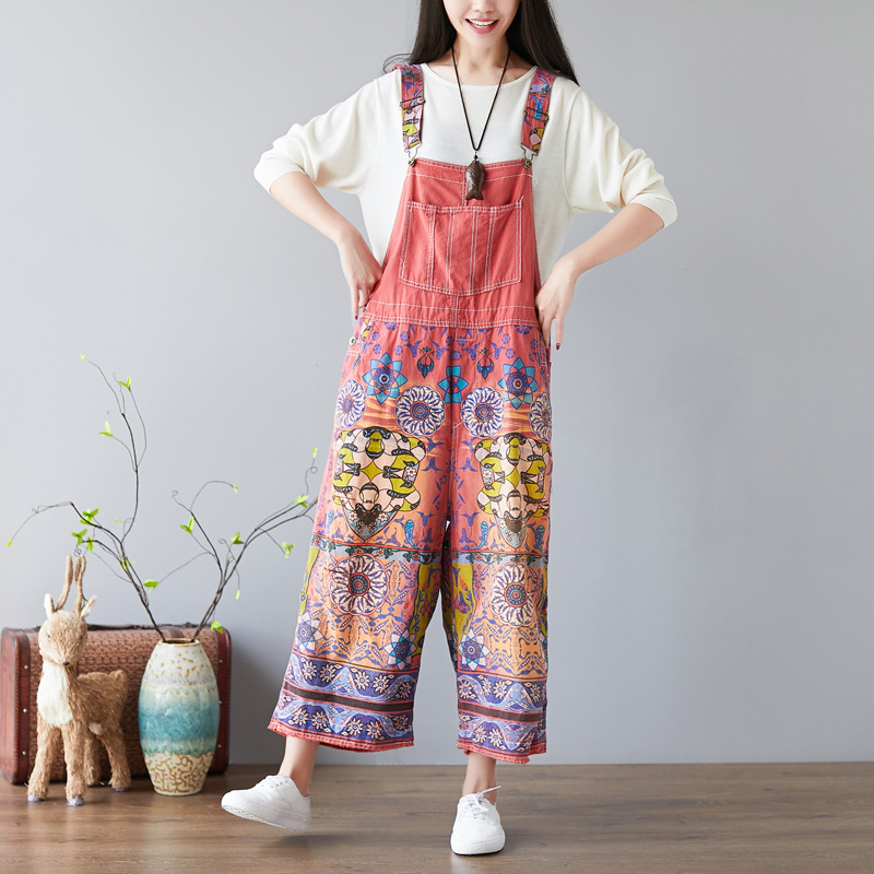 Title 17, Womens Printed Crotch Denim Wide-leg Pants, of...