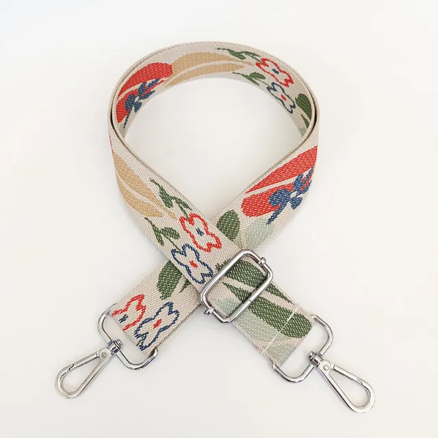 Women's Bag Shoulder Strap Accessory Strap Leaves Flowers Width Purse Chain Embroidered Canvas Ribbon Silver Hook Style - Shop at LoveMi