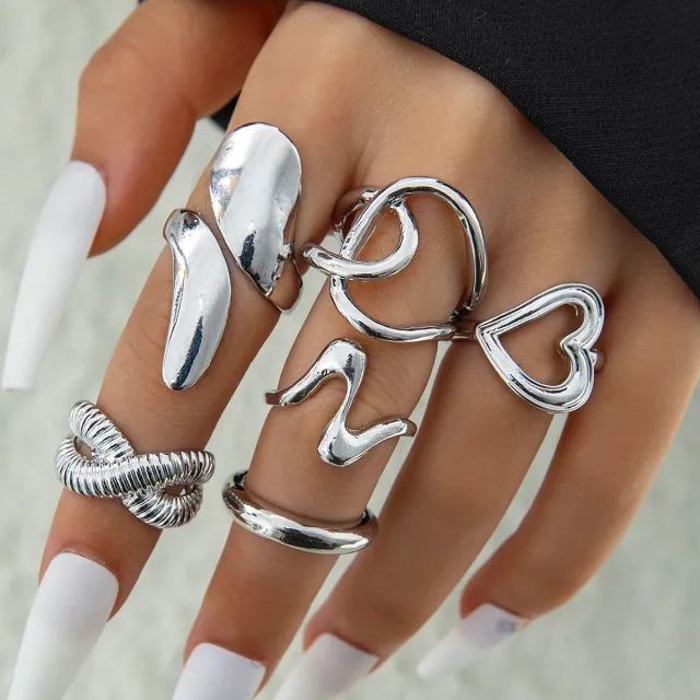 Geometric Joint Ring Set 30364Rings - Shop at LoveMi