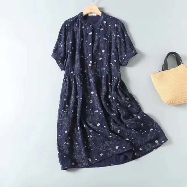 Summer Retro Mid length A Line Skirt Blue - Shop at LoveMi