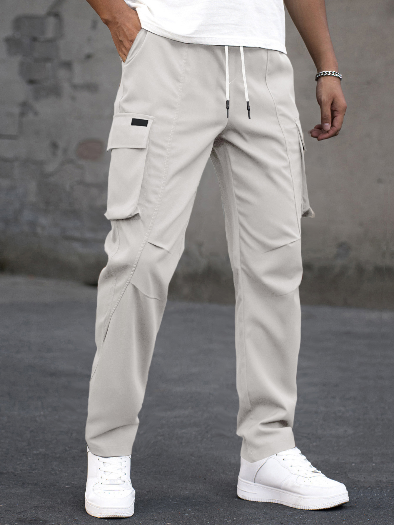 Men's Outdoor Casual Multi-Pocket Drawstring Patchwork Work Trousers - Image 4