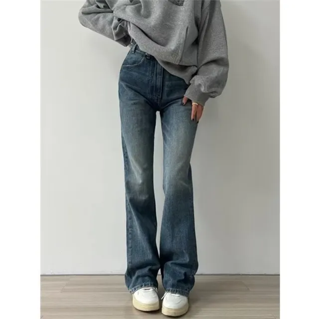 Large Size Retro Denim Bell bottom Pants Women Blue - Shop at LoveMi