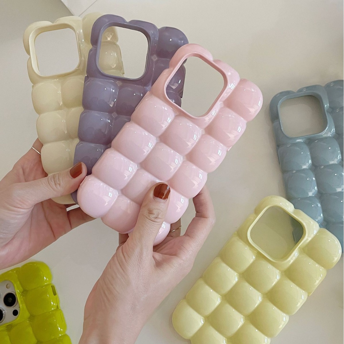 Solid Color Macarons Egg Waffle Phone Case - Image 5