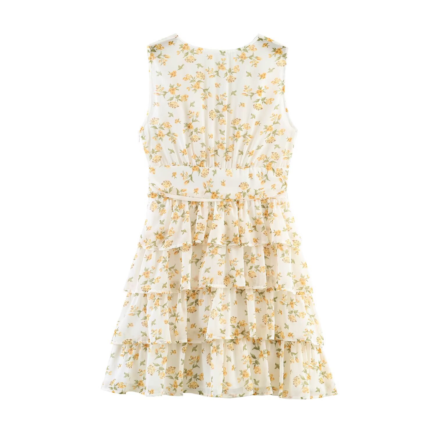 Womens Summer New Arrival Waist-Cinching Sleeveless Tiered Dress