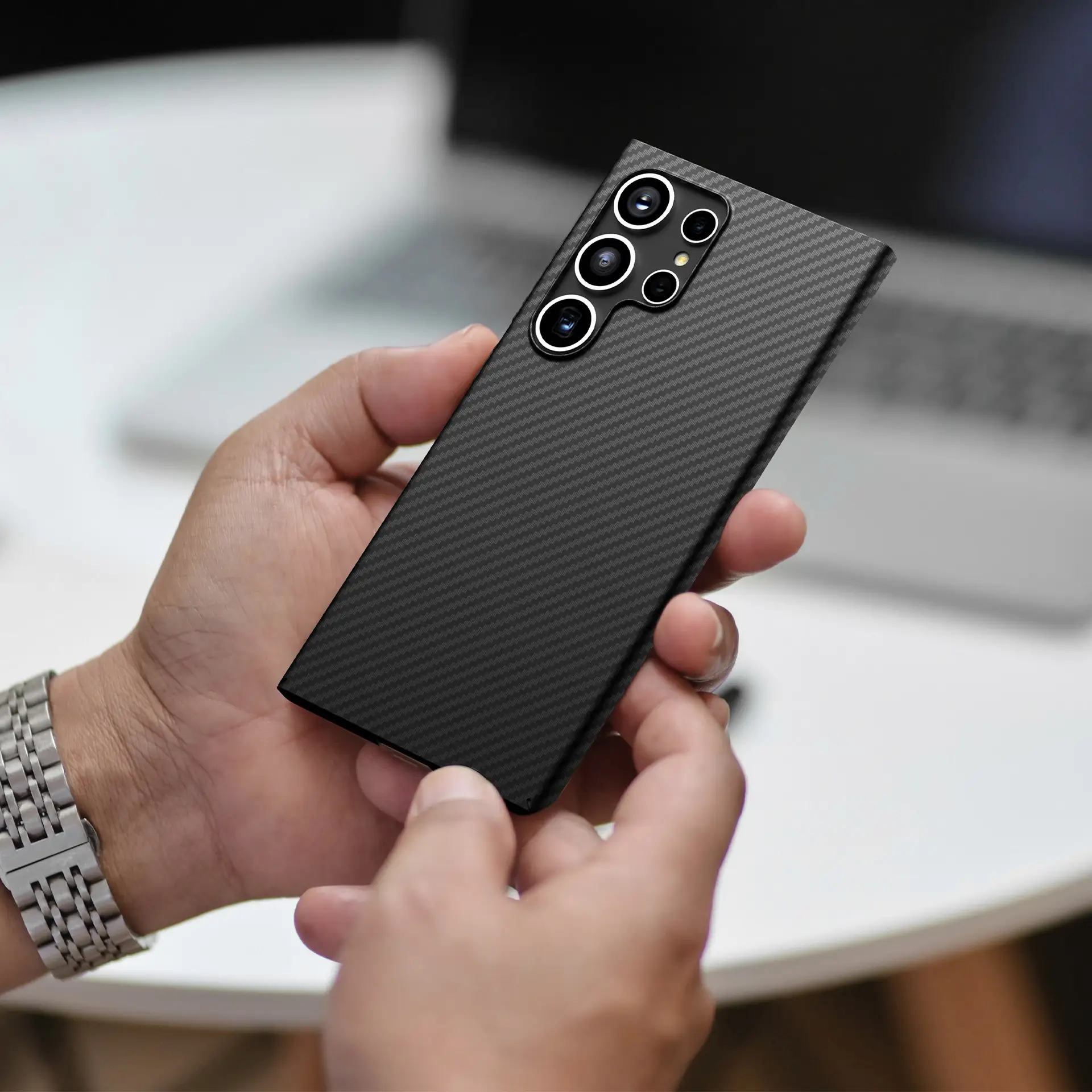 Simple Business Carbon Fiber Texture Advanced Sense Protective Cover