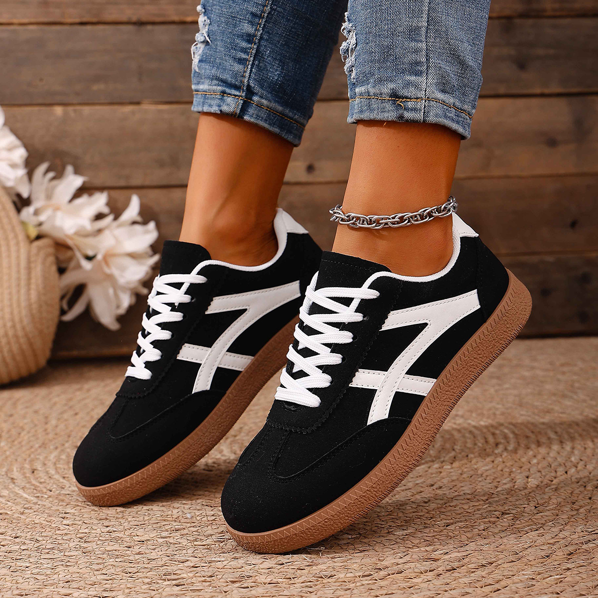 Large Size Color Blocked Round Toe Women's Shoes 15