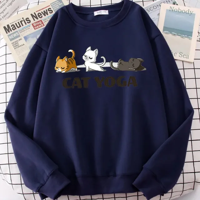 Women's Fashion Yoga Printed Sweater Navy - Shop at LoveMi