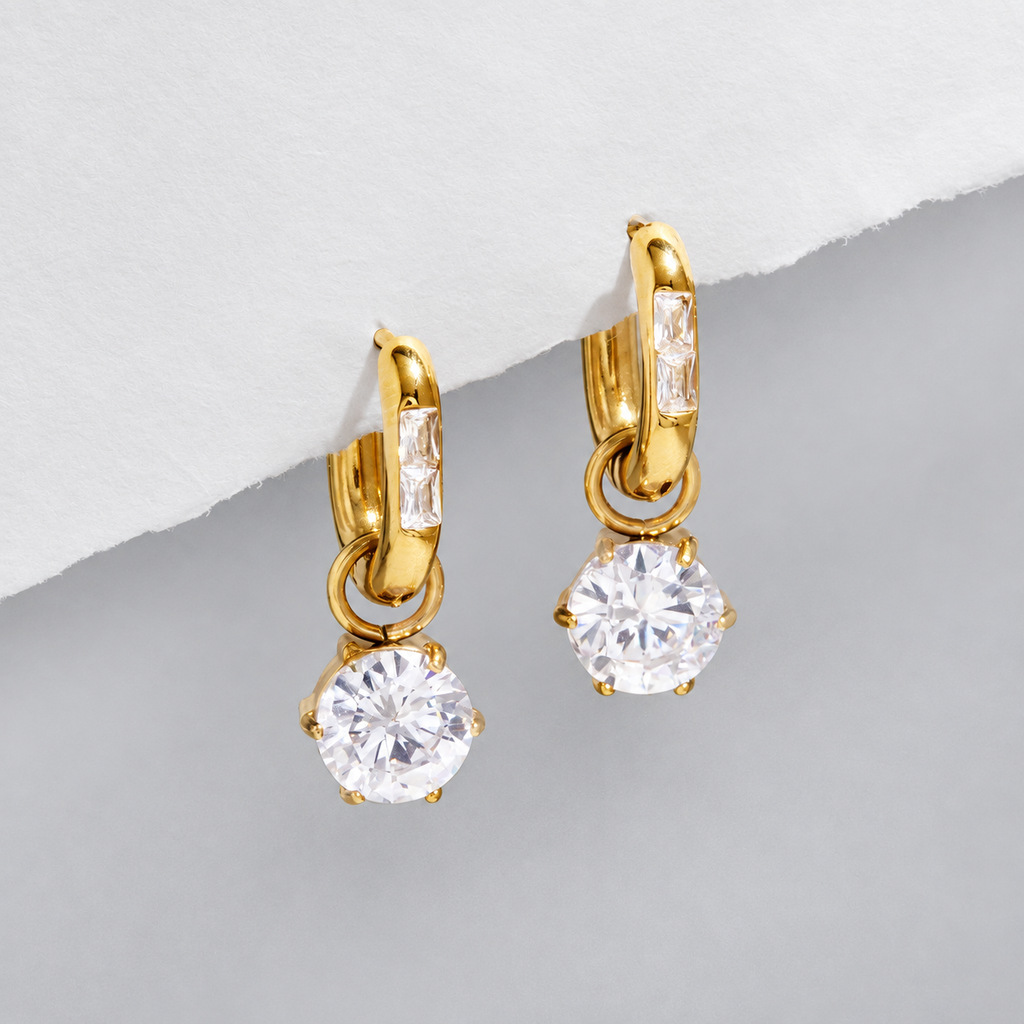 Pendant Zircon Titanium Steel Earrings For Women product image