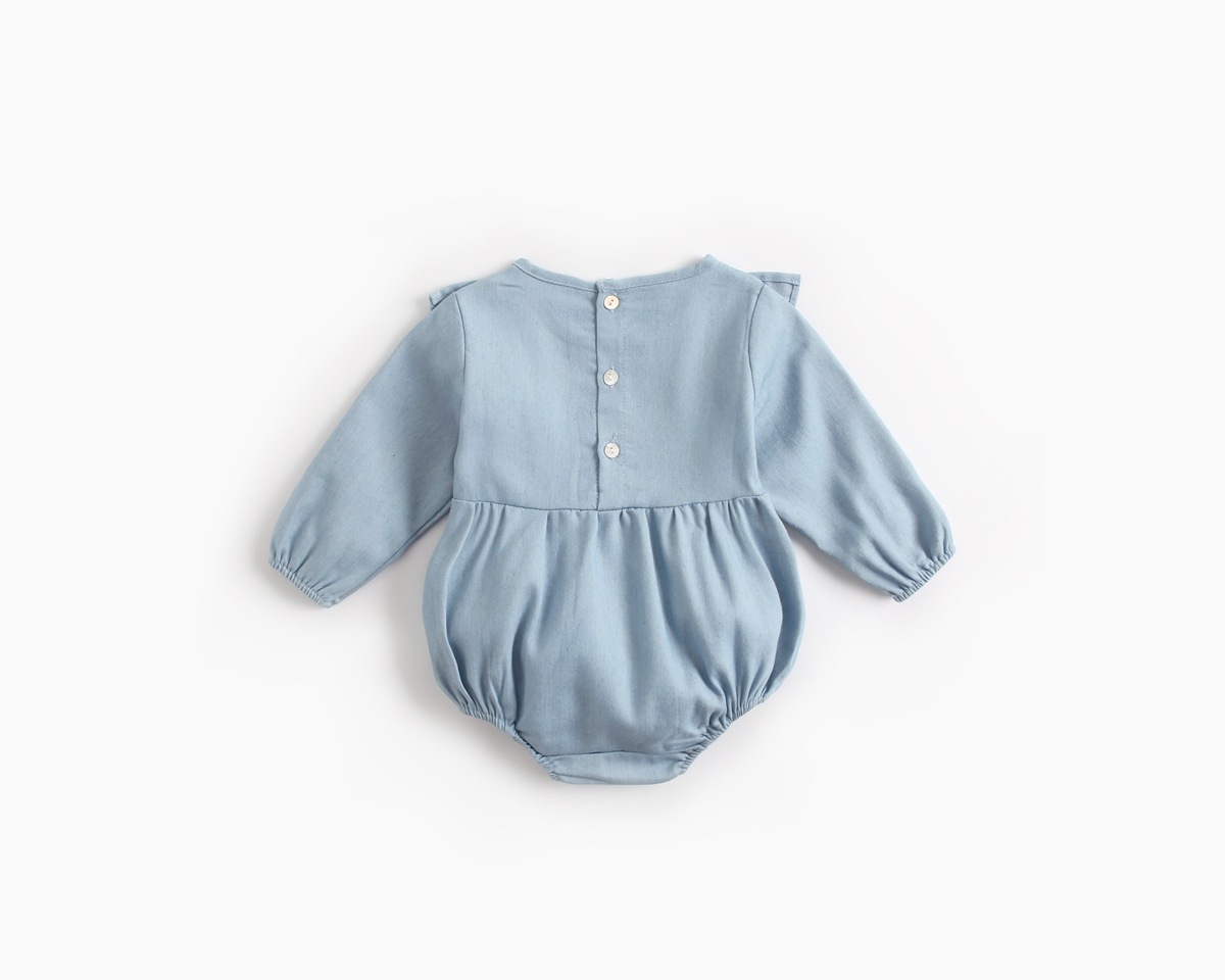 Title 3, Baby denim romper met wikkeldesign en anti-wind...