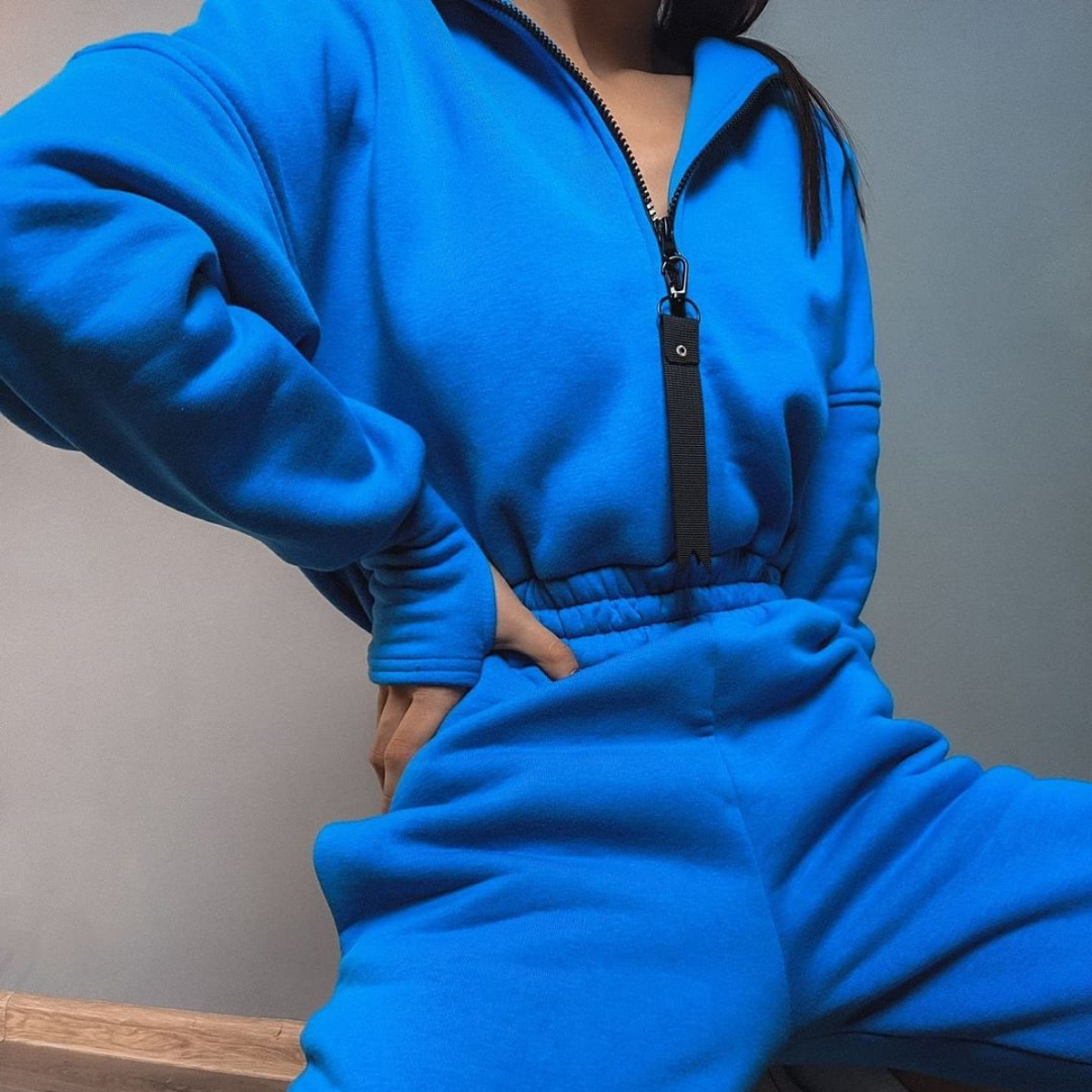 Women's Hooded Jumpsuit Sports Casual One piece Suit Blue - Shop at LoveMi