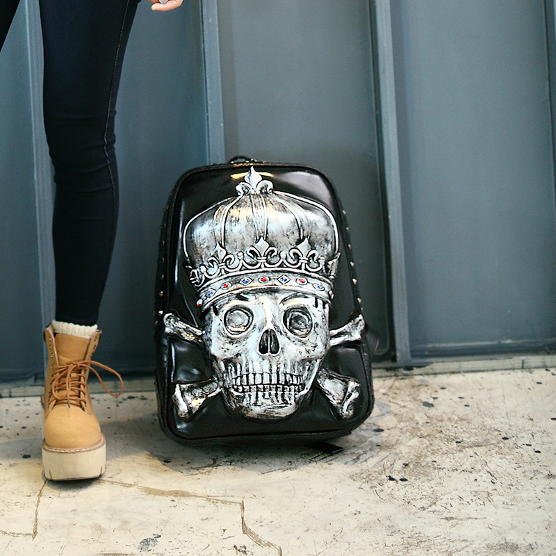 Title 22, Personality Skull Creative Punk Backpack for Wo...