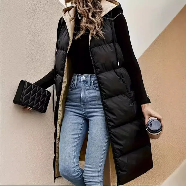 French Zipper Diagonal Pocket Hoodie With Drawstrings Vest Black - Shop at LoveMi