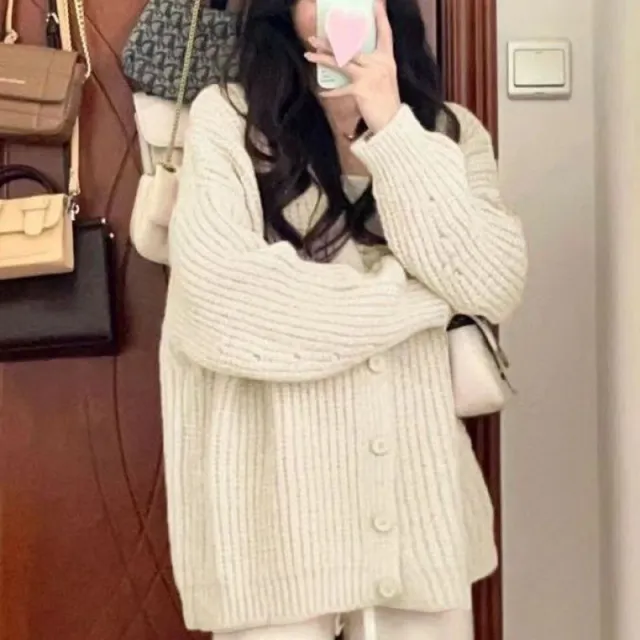 Sweater Cardigan Autumn Coat Idle Style Sweet Beige - Shop at LoveMi