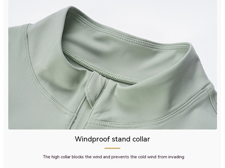 Double-sided Nylon Half Zipped Stand Collar Yoga Jacket Women's Stretch Tight-fitting Cinched Slimming Sports Jacket