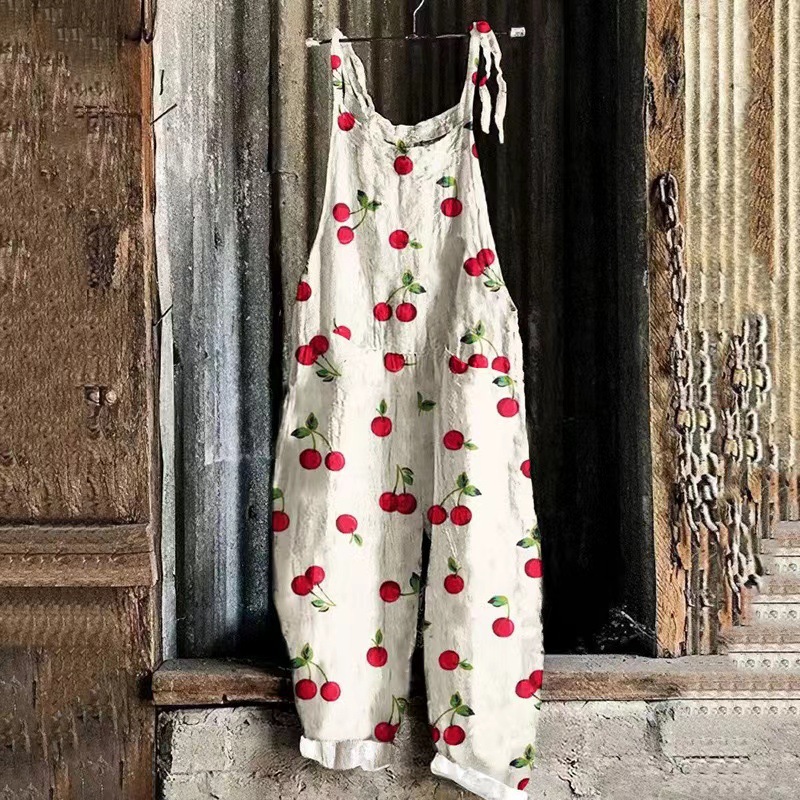 Womens 3D-printed Fashionable Versatile Casual Jumpsuit Pants