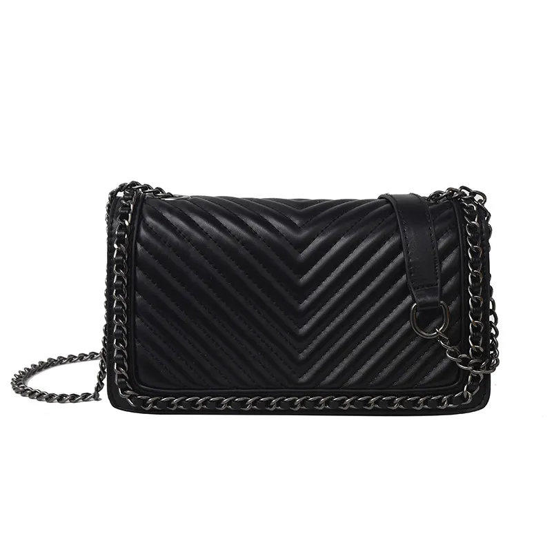 Western Style Embroidery Thread Chain Portable Shoulder Crossbody Bag - Black