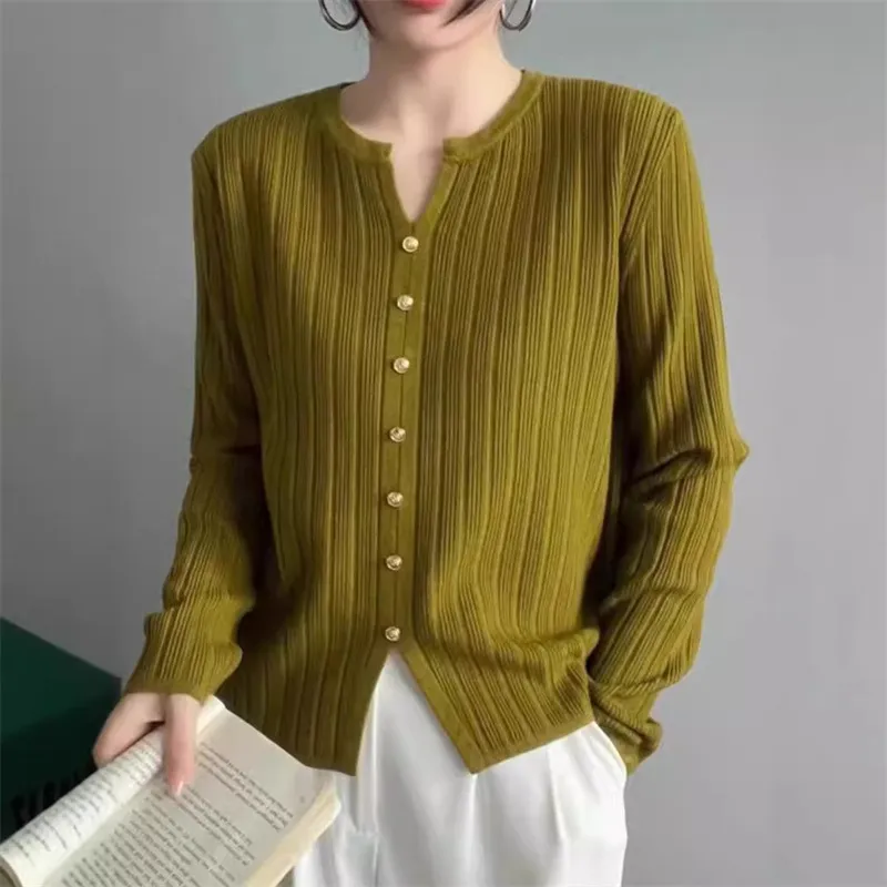 Women's Oversized Loose And Fashionable Round Neck Top - Green