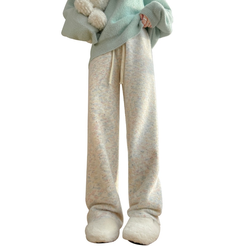 Women's Fashion Casual Draping Mop Straight Wide-leg Pants