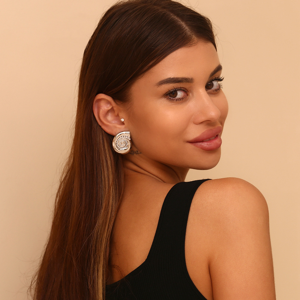 European And American Exaggerated Design Ornament Stainless Steel Plated 18K Jinhailuo Sticky Ear Studs