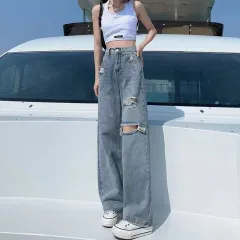 Ripped Jeans Women's High Waist - Blue - View 1