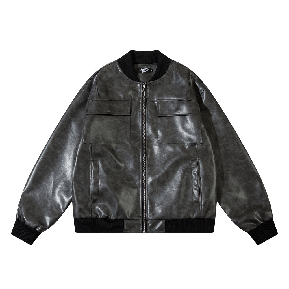 American Retro Baseball Uniform Leather Men