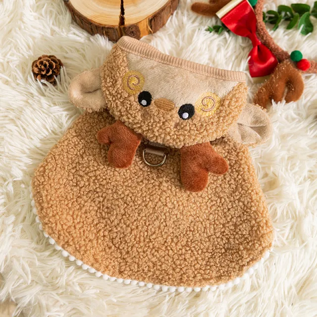 Cat Autumn And Winter Christmas Warm Thickened Elk Cloak Brown Elk - Shop at LoveMi