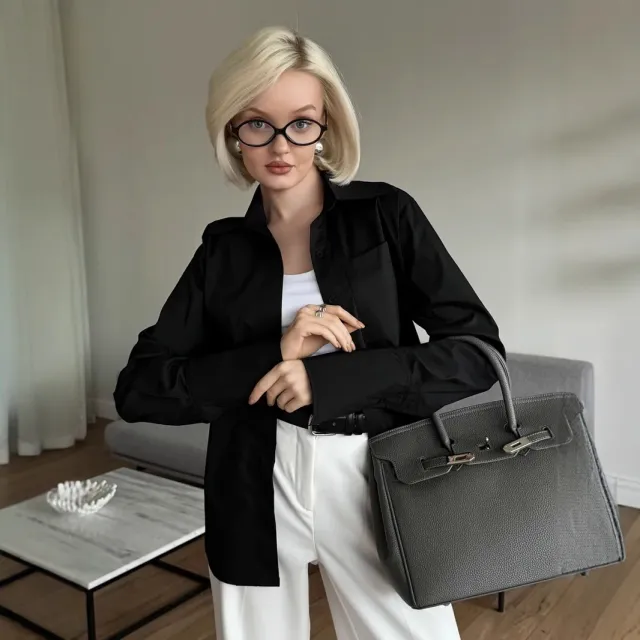 Lapel Shirt Fashion Suit Women's Top Black - Shop at LoveMi