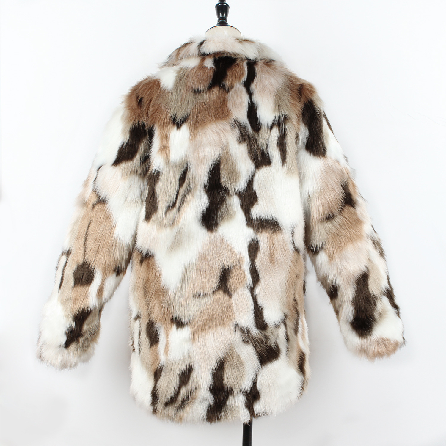 European And American Fashion Tailored Suit Collar Mixed Color Faux Fur Coat 15 European And American Fashion Tailored Suit Collar Mixed Color Faux Fur Coat