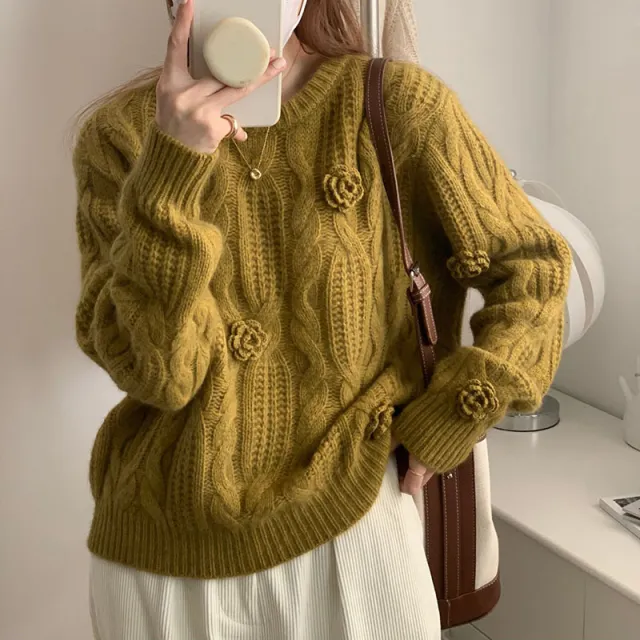 European Goods Knitwear For Autumn And Winter Women's Design Sense Olive - Shop at LoveMi