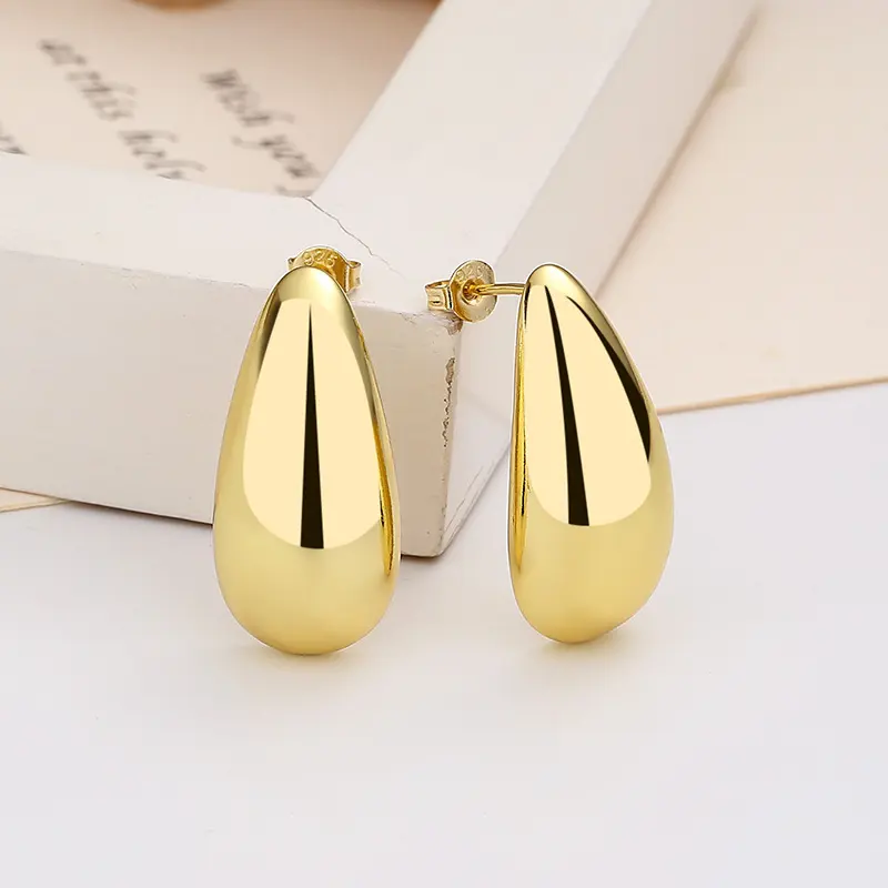 Fashion Jewelry Water Drop Glossy 16k Real Gold Plating