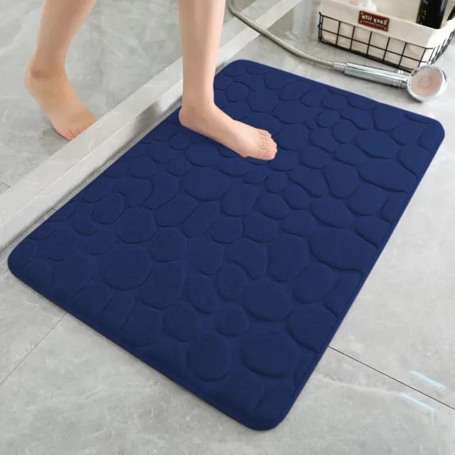 Bathroom Non slip Toilet Absorbent Mat Stone Pattern Navy Blue - Shop at LoveMi