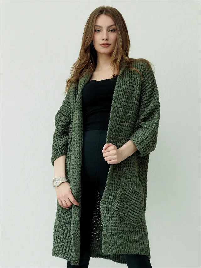 Temperament Commute Cardigan V neck Sweater Coat Olive Green - Shop at LoveMi