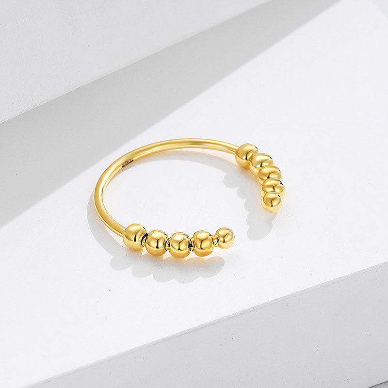 S925 Silver Rotatable Ball Ring Women